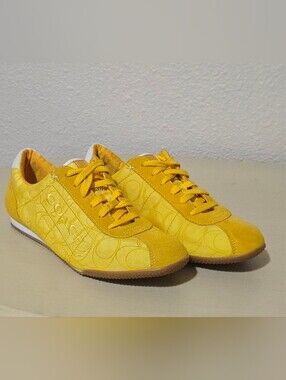 NEW Coach Patti Sneakers - Signature Logo - Bright Yellow - Lace-Up - Size 7